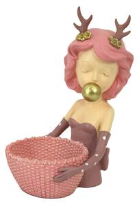 Statuina Donna in Resina rosa cm 21x15,8xh29,3