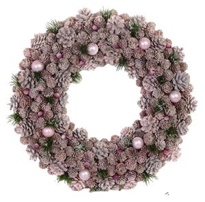 Coroncina con pigne rosa cm Ø30