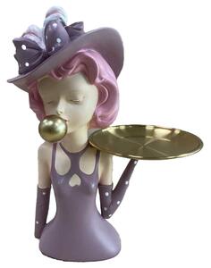 Statuina Donna in Resina rosa cm 22,8x13,3xh31