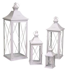 Set 4 Lanterne in Metallo bianco quadro