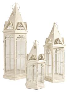 Set 3 Lanterne in Metallo crema casetta