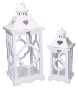 Set 2 Lanterne in Legno bianco