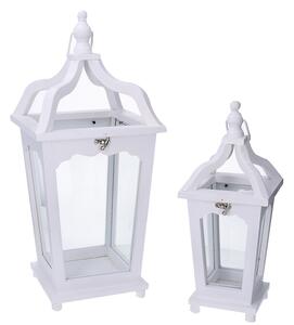 Set 2 Lanterne in Legno bianco rettangolare