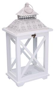 Lanterna in Legno in Metallo bianco rettangolare cm 23x17xh45