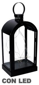 Lanterna con Led in Metallo nero cm 20,2x15,2xh38,5/46