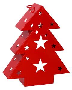 Lanterna in Metallo albero rosso cm 27x7,5xh32,5