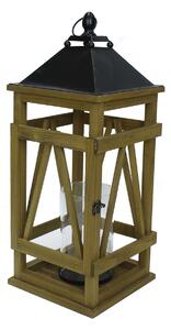 Lanterna in Legno in Metallo naturale antracite quadro cm 24x24xh61