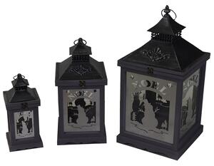 Set 3 Lanterne in Legno in Metallo pupazzo bianco argento quadro
