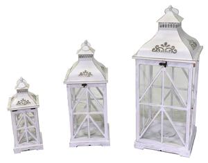 Set 3 Lanterne in Legno in Metallo sbiancato quadro