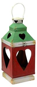 Lanterna in Metallo rosso verde bianco cuore quadro cm 20x20xh50