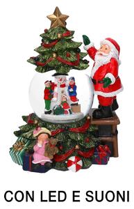 Palla di vetro con Led in Resina babbo natale con musica cm 16x15xh25
