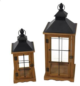 Set 2 Lanterne in Legno in Metallo naturale grigio quadro