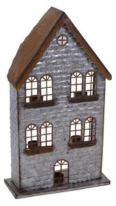 Portacandele casa in Metallo 5p cm 30x12xh53