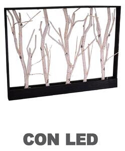 Decorazione da Parete betulla bianco 32 Led luce caldo cm 80x60x6