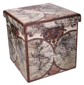 Pouff in Similpelle pieghevole mappamondo quadro cm 38x38xh38