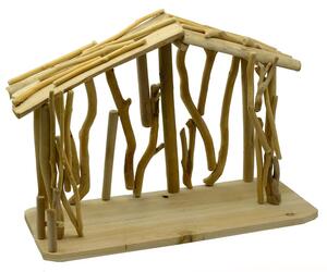Presepe Capanna in Legno naturale cm 55x25xh40