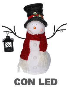 Pupazzo di neve in Resina con lanterna bianco con Led cm 37x19xh44
