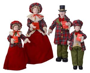 Famiglia cantori in Tessuto rosso scozzese set 4pz cm 21x15xh70