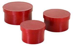 Set 3 Scatole in Similpelle rosso tondo