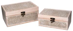 Set 2 Scatole in Legno sbiancato rettangolare