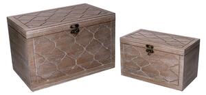 Set 2 Scatole in Legno marrone rettangolare