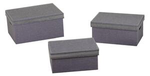 Set 3 Scatole in Tessuto grigio e argento rettangolare