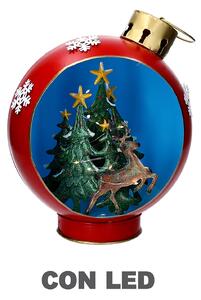 Sfera Natalizia in Metallo renna con Led rosso cm 25x30xh40
