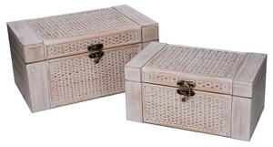 Set 2 Scatole in Legno sbiancato rettangolare
