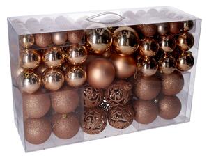 Set 100 Palline Decorative per Albero di Natale in Plastica rame cm Ø4,6,8