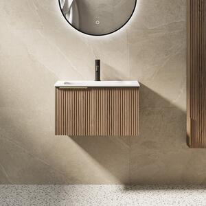 Mobile bagno sospeso 60 cm cannettato rovere bruno | KAM-AR60-OAK1 - KAMALU