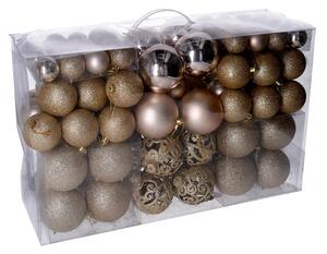 Set 100 Palline Decorative per Albero di Natale in Plastica champagne cm Ø4,6,8
