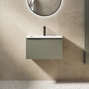 Mobile bagno sospeso 60 cm cannettato verde opaco | KAM-AR60-GREEN - KAMALU
