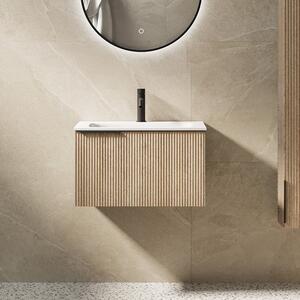 Mobile bagno sospeso 60 cm cannettato rovere chiaro | KAM-AR60-OAK2 - KAMALU