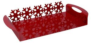 Vassoio in Metallo fiocco neve rosso rettangolare cm 41x20xh6,5