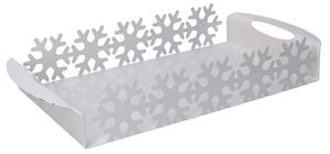 Vassoio in Metallo fiocco neve bianco rettangolare cm 41x20xh6,5