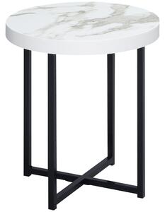 Tavolino da Caffè Rotondo con Base a X 48x48x56,5 cm in MDF e Metallo Bianco