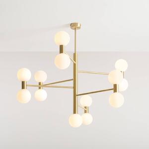 ALDEX Lampada a sospensione Flare, 13 luci, ottone/bianco opale, vetro