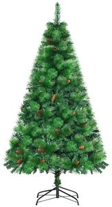 Albero di Natale Artificiale H180 cm 782 Rami con Decori e Base in Metallo Verde