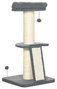 Torre per Gatti Tiragraffi 48x48x92 cm con Palline e Posatoi in Sisal e Finto Vello d'Agnello