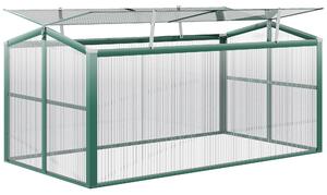 Serra da Giardino Tetto Regolabile 130x70x61 cm in Policarbonato e Alluminio Verde e Trasparente