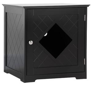 Lettiera per Gatti con Porta Magnetica 48,5x53x51,5 cm in MDF e Truciolato Nera