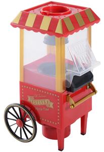 Macchina per Pop Corn 1200W Stile Retro 22x19x39 cm con Vaschetta in Alluminio Rosso