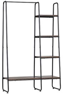 Appendiabiti da Terra con Barra e 5 Ripiani 101x39x160 cm in Legno e Acciaio Marrone e Nero