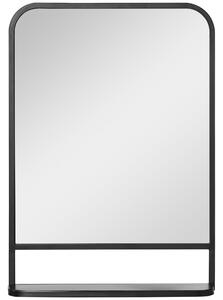 Specchio Rettangolare a Parete 50x10,2x70 cm con Ripiano Inferiore in Metallo Nero e Vetro