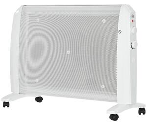 HOMCOM Riscaldatore Elettrica a Mica 1000W/2000W con Termostato Regolabile, 4 Ruote, 15-20 m², Bianco | Aosom Italy