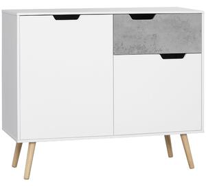 Mobile da Salotto 2 Armadietti 2 Ante e Cassetto 98x39x81,5 cm in Truciolato e Pino Grigio e Bianco