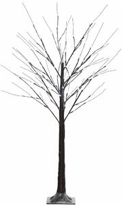 Albero di Natale Luminoso di Betulla 22x22x150 cm con 96 Luci LED e Base Larga in Plastica e Metallo Marrone
