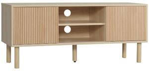 Mobile Porta TV fino a 50" Anta Scorrevole 115x40x49 cm con Vani Aperti e Armadietti Naturale