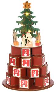 Calendario Avvento di Natale a Cono 22x22x35 cm Con 10 Luci a LED in Compensato