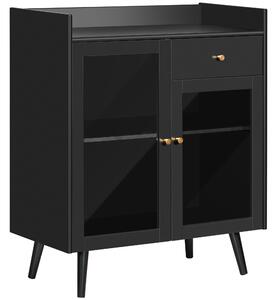Armadietto 2 Ante con Ripiano Regolabile e Spazi Aperti 80x40x94,3 cm in MDF e Legno Nero